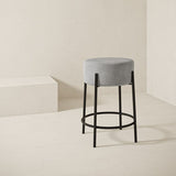 Modern Armless Backless Counter Stool Iron Cafe Bar Stool with Cushion and Pedal Clearhalo 'Bar Furniture' 'Bar Stools' 'bar_stools' 'furn' 'furn_bar_stools' 'Furniture' 'furniture_bar_stools' 'Kitchen & Dining Furniture' 4933680