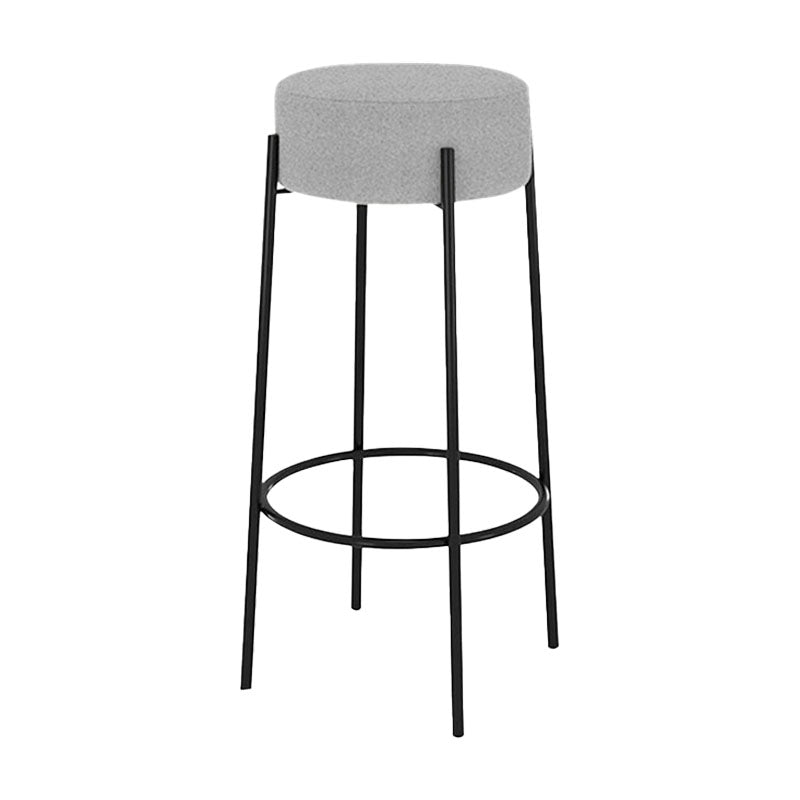 Modern Armless Backless Counter Stool Iron Cafe Bar Stool with Cushion and Pedal Light Gray 1 Piece Clearhalo 'Bar Furniture' 'Bar Stools' 'bar_stools' 'furn' 'furn_bar_stools' 'Furniture' 'furniture_bar_stools' 'Kitchen & Dining Furniture' 4933681