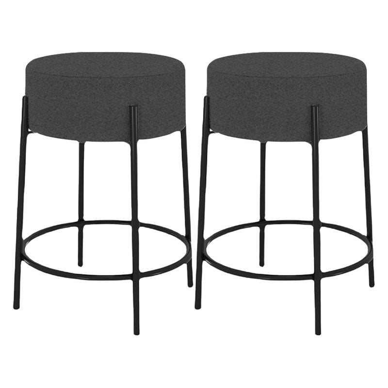 Modern Armless Backless Counter Stool Iron Cafe Bar Stool with Cushion and Pedal Dark Gray 2 Piece Set Clearhalo 'Bar Furniture' 'Bar Stools' 'bar_stools' 'furn' 'furn_bar_stools' 'Furniture' 'furniture_bar_stools' 'Kitchen & Dining Furniture' 4933684