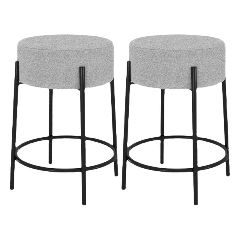 Modern Armless Backless Counter Stool Iron Cafe Bar Stool with Cushion and Pedal Light Gray 2 Piece Set Clearhalo 'Bar Furniture' 'Bar Stools' 'bar_stools' 'furn' 'furn_bar_stools' 'Furniture' 'furniture_bar_stools' 'Kitchen & Dining Furniture' 4933686