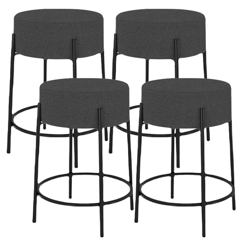 Modern Armless Backless Counter Stool Iron Cafe Bar Stool with Cushion and Pedal Dark Gray 4 Piece Set Clearhalo 'Bar Furniture' 'Bar Stools' 'bar_stools' 'furn' 'furn_bar_stools' 'Furniture' 'furniture_bar_stools' 'Kitchen & Dining Furniture' 4933691