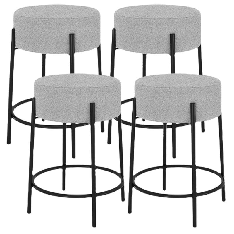 Modern Armless Backless Counter Stool Iron Cafe Bar Stool with Cushion and Pedal Light Gray 4 Piece Set Clearhalo 'Bar Furniture' 'Bar Stools' 'bar_stools' 'furn' 'furn_bar_stools' 'Furniture' 'furniture_bar_stools' 'Kitchen & Dining Furniture' 4933694