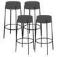 Modern Armless Backless Counter Stool Iron Cafe Bar Stool with Cushion and Pedal Dark Gray 4 Piece Set Clearhalo 'Bar Furniture' 'Bar Stools' 'bar_stools' 'furn' 'furn_bar_stools' 'Furniture' 'furniture_bar_stools' 'Kitchen & Dining Furniture' 4933695