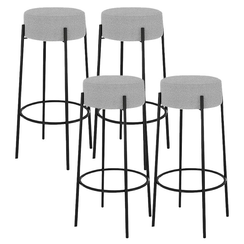 Modern Armless Backless Counter Stool Iron Cafe Bar Stool with Cushion and Pedal Light Gray 4 Piece Set Clearhalo 'Bar Furniture' 'Bar Stools' 'bar_stools' 'furn' 'furn_bar_stools' 'Furniture' 'furniture_bar_stools' 'Kitchen & Dining Furniture' 4933696