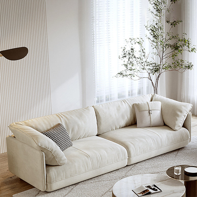 Scandinavian 31"H Beige Couch Upholstered Sofa with Pillow Top Arm 122"L x 39"W x 31"H Memory Foam Clearhalo 'furn' 'furn_sofas' 'Furniture' 'furniture_sofas' 'Living Room Furniture' 'Sofa' 'sofas' 4933706