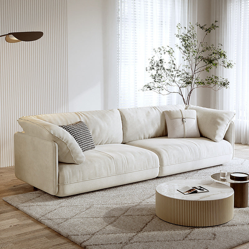Scandinavian 31"H Beige Couch Upholstered Sofa with Pillow Top Arm 87"L x 39"W x 31"H Clearhalo 'furn' 'furn_sofas' 'Furniture' 'furniture_sofas' 'Living Room Furniture' 'Sofa' 'sofas' 4933707