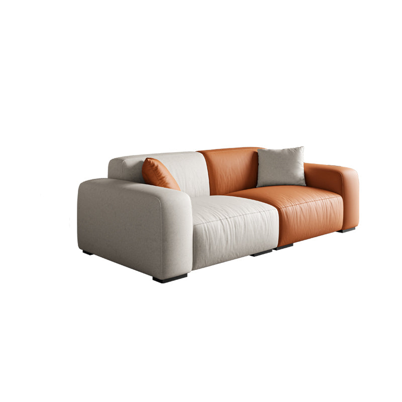 Stain-Resistant Faux Leather Standard Sofa Living Room Square Arm Settee 71"L x 37"W x 27"H Sponge Clearhalo 'furn' 'furn_sofas' 'Furniture' 'furniture_sofas' 'Living Room Furniture' 'Sofa' 'sofas' 4933737