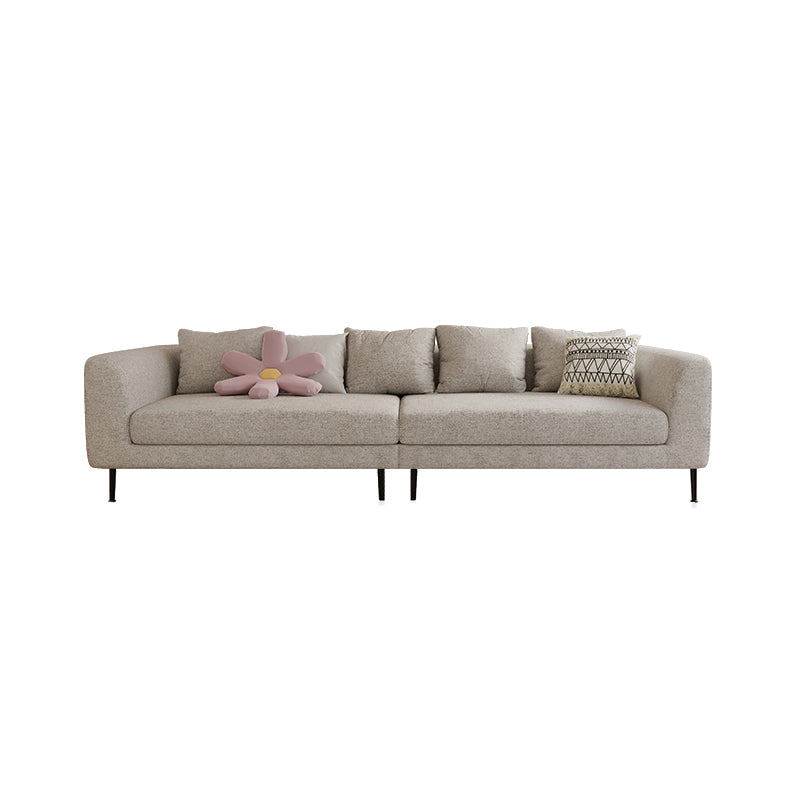 Modern Cotton Square Arm Sofa Pillow Back Settee for Living Room 126"L x 37"W x 33.5"H Sponge Clearhalo 'furn' 'furn_sofas' 'Furniture' 'furniture_sofas' 'Living Room Furniture' 'Sofa' 'sofas' 4933753