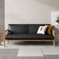 Farmhouse Square Arm Sofa Tight Back Settee with Walnut/Natural Legs Black Natural Wood 59.1"L x 28.7"W x 30.3"H Clearhalo 'Furniture' 'furniture_sofas' 'Living Room Furniture' 'Sofa' 'sofas' 4933762