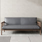 Farmhouse Square Arm Sofa Tight Back Settee with Walnut/Natural Legs Grey Walnut 59.1"L x 28.7"W x 30.3"H Clearhalo 'Furniture' 'furniture_sofas' 'Living Room Furniture' 'Sofa' 'sofas' 4933770