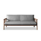 Farmhouse Square Arm Sofa Tight Back Settee with Walnut/Natural Legs Grey Walnut 30''H x 65''L x 29''W Clearhalo 'Furniture' 'furniture_sofas' 'Living Room Furniture' 'Sofa' 'sofas' 4933774