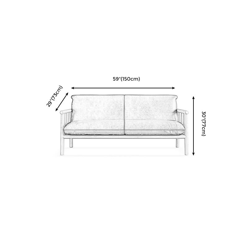 Farmhouse Square Arm Sofa Tight Back Settee with Walnut/Natural Legs Clearhalo 'Furniture' 'furniture_sofas' 'Living Room Furniture' 'Sofa' 'sofas' 4933778