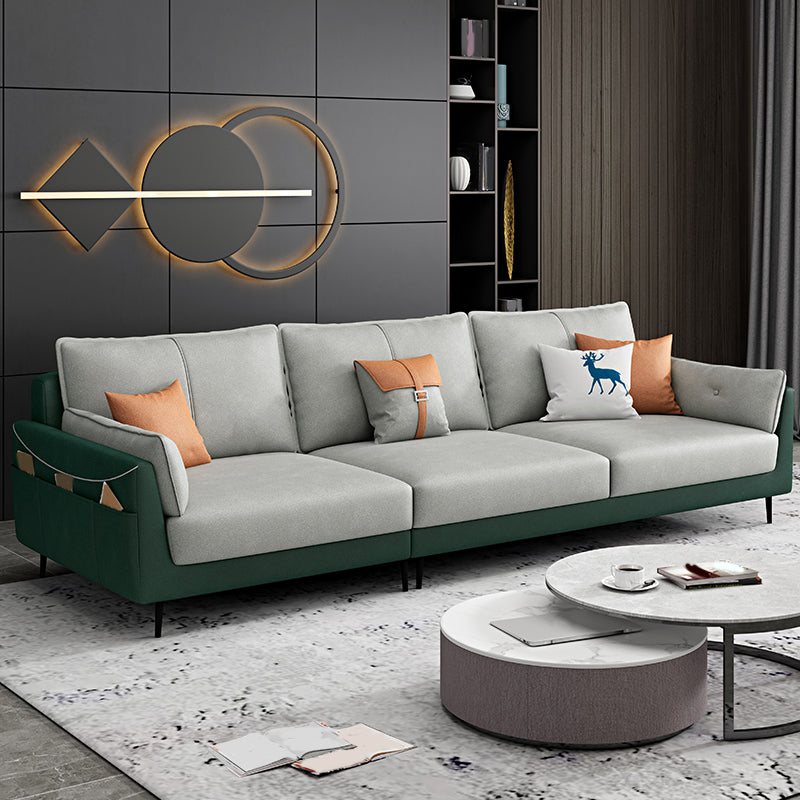 Stain-Resistant Faux Leather Sofa 3-seater Pillow Top Arm Seating with Storage Green Clearhalo 'furn' 'furn_sofas' 'Furniture' 'furniture_sofas' 'Living Room Furniture' 'Sofa' 'sofas' 4933782