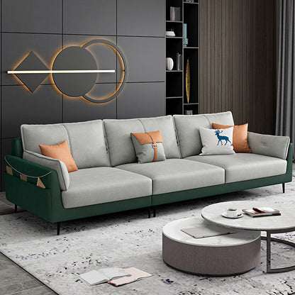 Stain-Resistant Faux Leather Sofa 3-seater Pillow Top Arm Seating with Storage Green Clearhalo 'furn' 'furn_sofas' 'Furniture' 'furniture_sofas' 'Living Room Furniture' 'Sofa' 'sofas' 4933782