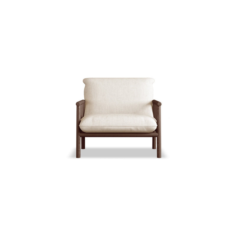 Linen Beige Upholstered Sofa Square Arm Settee with Wooden Legs for Apartment 24''L x29"W x 30"H Walnut Clearhalo 'furn' 'furn_sofas' 'Furniture' 'furniture_sofas' 'Living Room Furniture' 'Sofa' 'sofas' 4933791