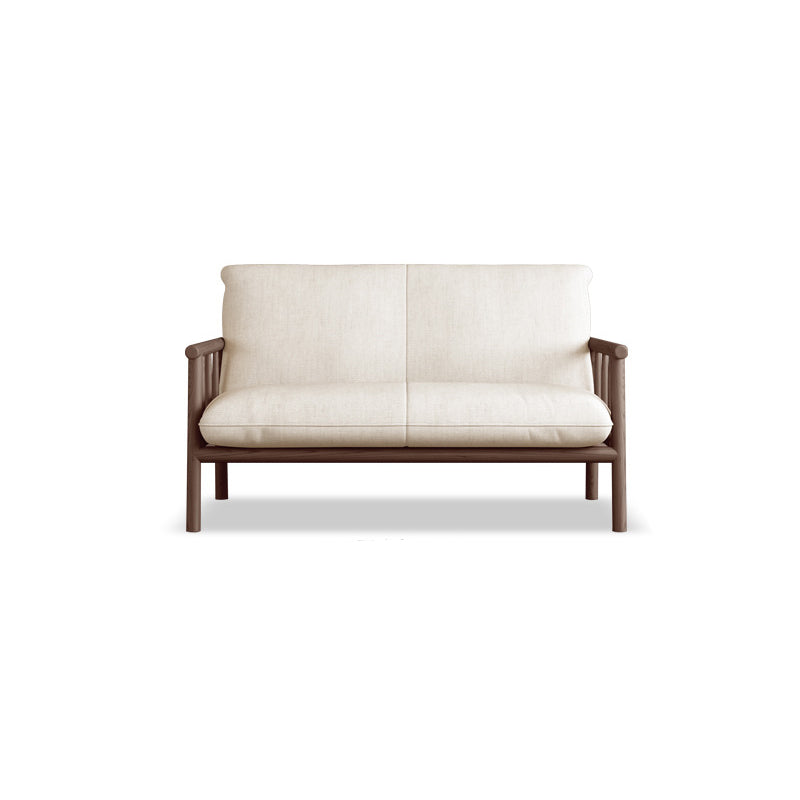 Linen Beige Upholstered Sofa Square Arm Settee with Wooden Legs for Apartment 47''L x29"W x 30"H Walnut Clearhalo 'furn' 'furn_sofas' 'Furniture' 'furniture_sofas' 'Living Room Furniture' 'Sofa' 'sofas' 4933792