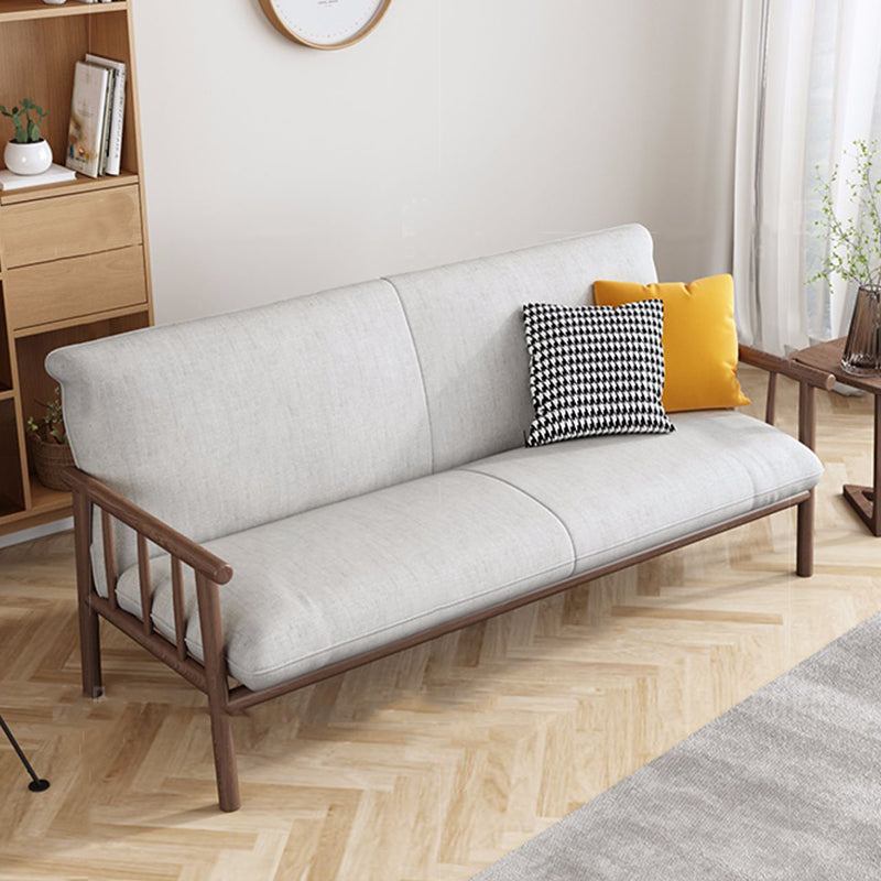 Linen Beige Upholstered Sofa Square Arm Settee with Wooden Legs for Apartment Clearhalo 'furn' 'furn_sofas' 'Furniture' 'furniture_sofas' 'Living Room Furniture' 'Sofa' 'sofas' 4933798