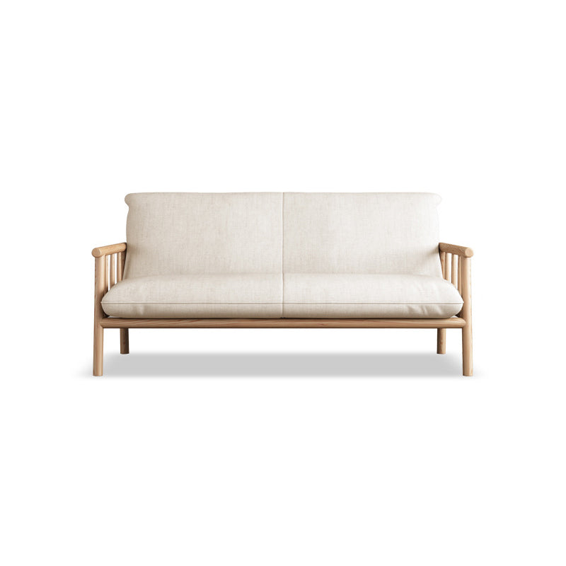 Linen Beige Upholstered Sofa Square Arm Settee with Wooden Legs for Apartment Clearhalo 'furn' 'furn_sofas' 'Furniture' 'furniture_sofas' 'Living Room Furniture' 'Sofa' 'sofas' 4933800