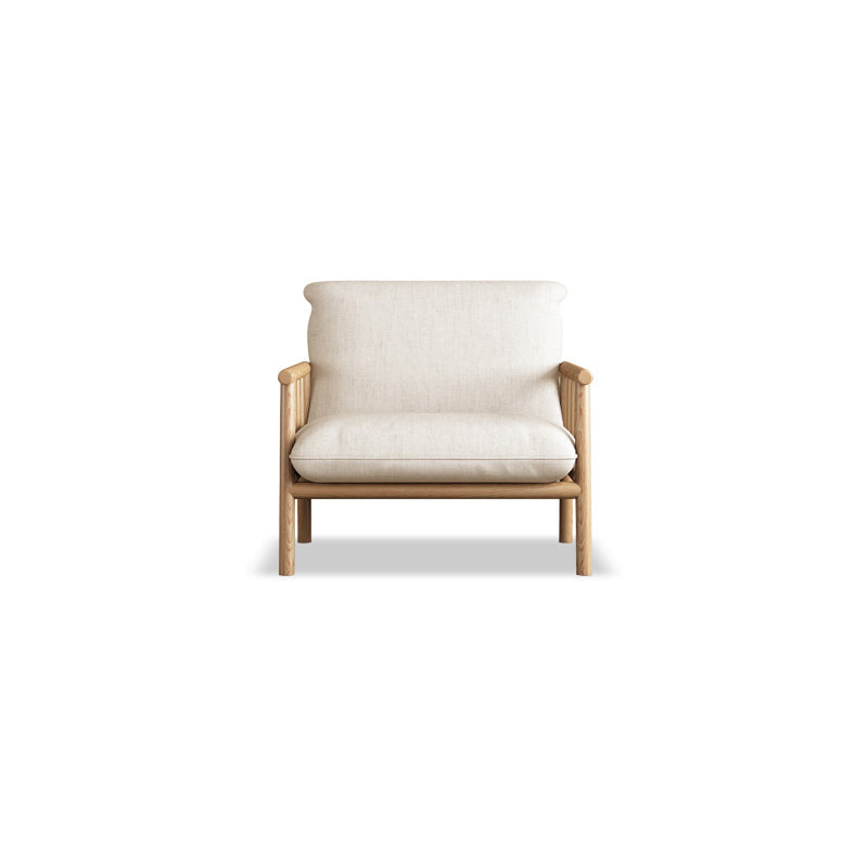 Linen Beige Upholstered Sofa Square Arm Settee with Wooden Legs for Apartment Clearhalo 'furn' 'furn_sofas' 'Furniture' 'furniture_sofas' 'Living Room Furniture' 'Sofa' 'sofas' 4933802