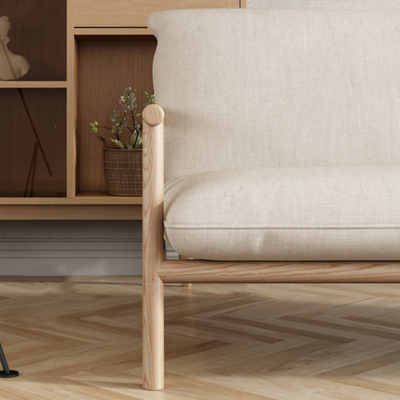 Linen Beige Upholstered Sofa Square Arm Settee with Wooden Legs for Apartment Clearhalo 'furn' 'furn_sofas' 'Furniture' 'furniture_sofas' 'Living Room Furniture' 'Sofa' 'sofas' 4933803