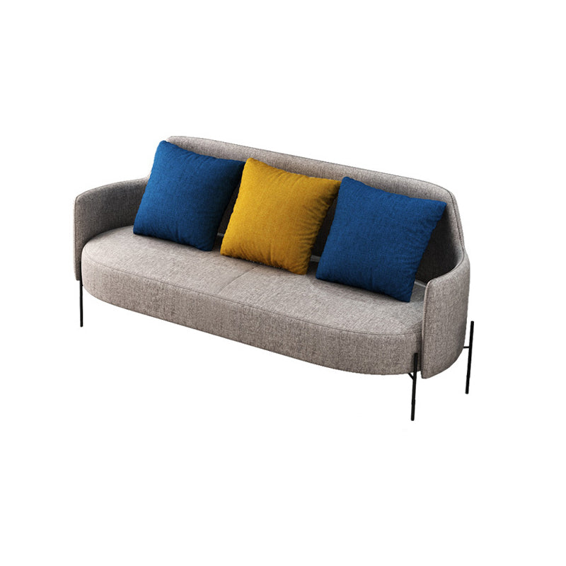 Contemporary Square Arm Standard Cotton Blend/Faux Leather Settee with Pillows 67"L x 29.5"W x 31"H Cotton Blend Gray Clearhalo 'furn' 'furn_sofas' 'Furniture' 'furniture_sofas' 'Living Room Furniture' 'Sofa' 'sofas' 4933810