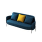 Contemporary Square Arm Standard Cotton Blend/Faux Leather Settee with Pillows 67"L x 29.5"W x 31"H Cotton Blend Blue Clearhalo 'furn' 'furn_sofas' 'Furniture' 'furniture_sofas' 'Living Room Furniture' 'Sofa' 'sofas' 4933811