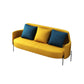 Contemporary Square Arm Standard Cotton Blend/Faux Leather Settee with Pillows 67"L x 29.5"W x 31"H Cotton Blend Yellow Clearhalo 'furn' 'furn_sofas' 'Furniture' 'furniture_sofas' 'Living Room Furniture' 'Sofa' 'sofas' 4933813