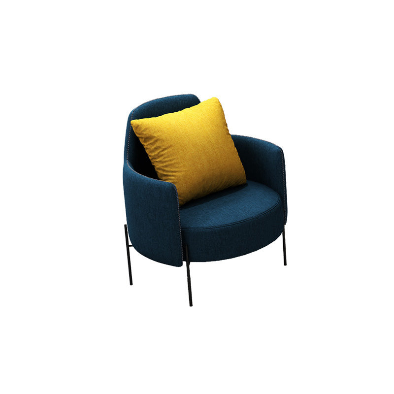 Contemporary Square Arm Standard Cotton Blend/Faux Leather Settee with Pillows 28"L x 29.5"W x 31"H Cotton Blend Blue Clearhalo 'furn' 'furn_sofas' 'Furniture' 'furniture_sofas' 'Living Room Furniture' 'Sofa' 'sofas' 4933817