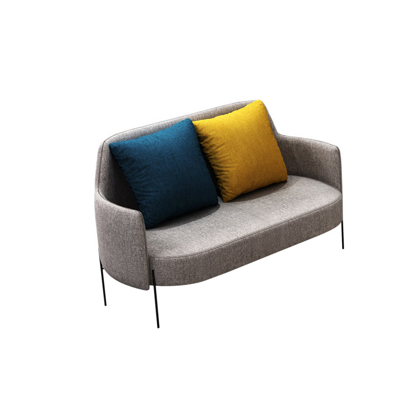 Contemporary Square Arm Standard Cotton Blend/Faux Leather Settee with Pillows Clearhalo 'furn' 'furn_sofas' 'Furniture' 'furniture_sofas' 'Living Room Furniture' 'Sofa' 'sofas' 4933822