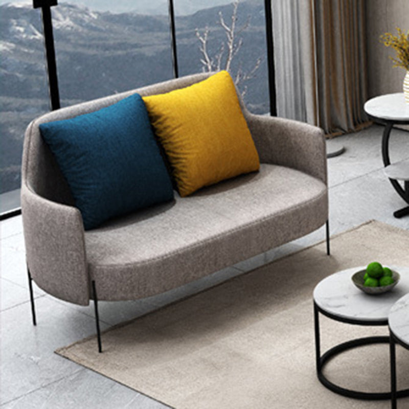 Contemporary Square Arm Standard Cotton Blend/Faux Leather Settee with Pillows 57"L x 29.5"W x 31"H Cotton Blend Gray Clearhalo 'furn' 'furn_sofas' 'Furniture' 'furniture_sofas' 'Living Room Furniture' 'Sofa' 'sofas' 4933828