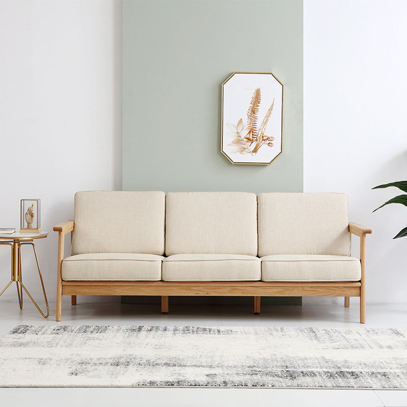 Scandinavian Cotton-Blend Beige Sofa Pillow Back Cushion Settee Clearhalo 'Furniture' 'furniture_sofas' 'Living Room Furniture' 'Sofa' 'sofas' 4933832