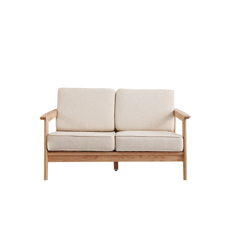 Scandinavian Cotton-Blend Beige Sofa Pillow Back Cushion Settee 28''H x 71''L x 31''W Clearhalo 'Furniture' 'furniture_sofas' 'Living Room Furniture' 'Sofa' 'sofas' 4933833