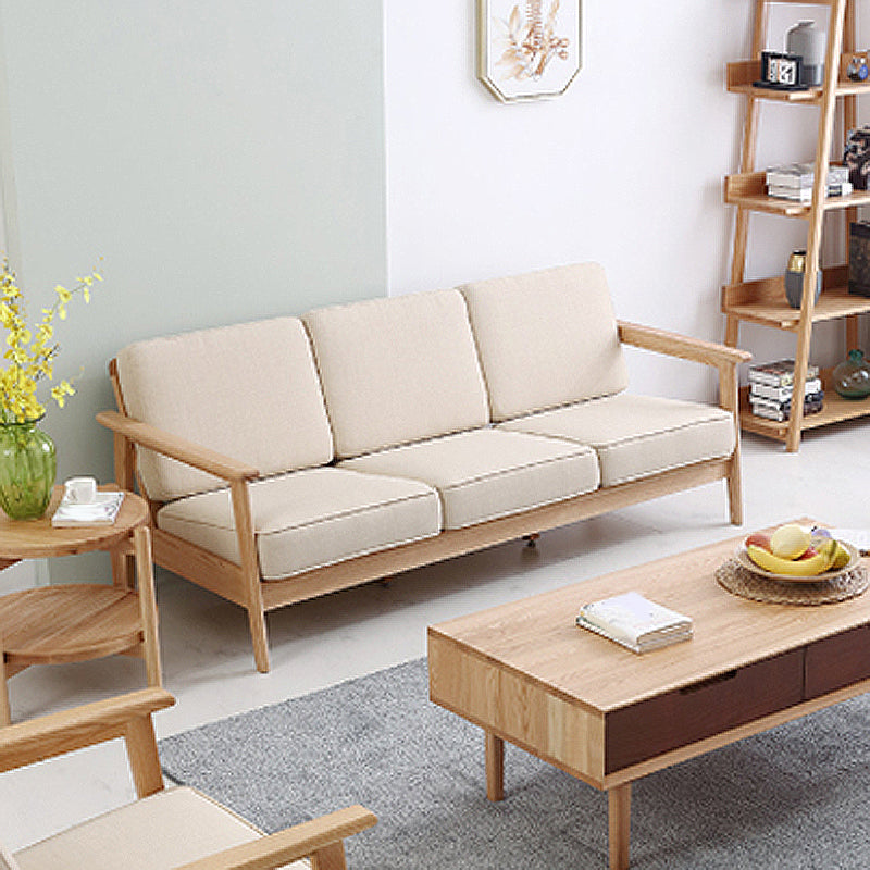 Scandinavian Cotton-Blend Beige Sofa Pillow Back Cushion Settee 28''H x 77''L x 31''W Latex Clearhalo 'Furniture' 'furniture_sofas' 'Living Room Furniture' 'Sofa' 'sofas' 4933837