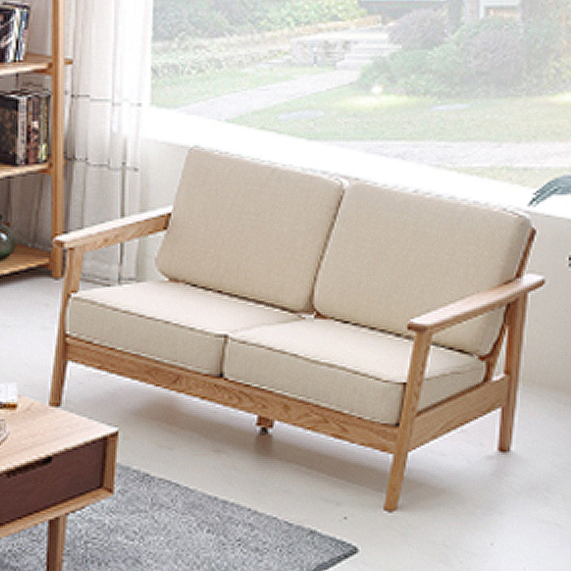 Scandinavian Cotton-Blend Beige Sofa Pillow Back Cushion Settee 28''H x 53''L x 31''W Clearhalo 'Furniture' 'furniture_sofas' 'Living Room Furniture' 'Sofa' 'sofas' 4933843