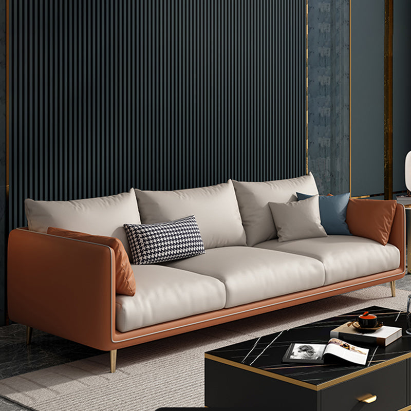 Stain-Resistant Living Room Sofa Pillow Top Arm Standard Settee 83"L x 33"W x 33.5"H Faux Leather Sponge Clearhalo 'furn' 'furn_sofas' 'Furniture' 'furniture_sofas' 'Living Room Furniture' 'Sofa' 'sofas' 4933862