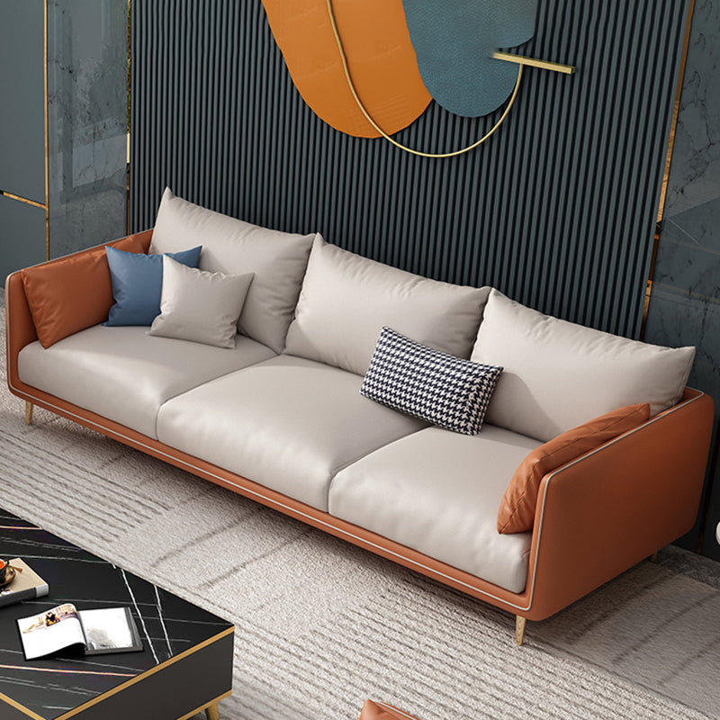 Stain-Resistant Living Room Sofa Pillow Top Arm Standard Settee 83"L x 33"W x 33.5"H Faux Leather Latex Clearhalo 'furn' 'furn_sofas' 'Furniture' 'furniture_sofas' 'Living Room Furniture' 'Sofa' 'sofas' 4933873