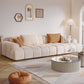 Contemporary Beige Round Arm Standard Sofa Tight Back Suede Couch with Pillows 118"L x 39"W x 25"H Latex Clearhalo 'furn' 'furn_sofas' 'Furniture' 'furniture_sofas' 'Living Room Furniture' 'Sofa' 'sofas' 4933882