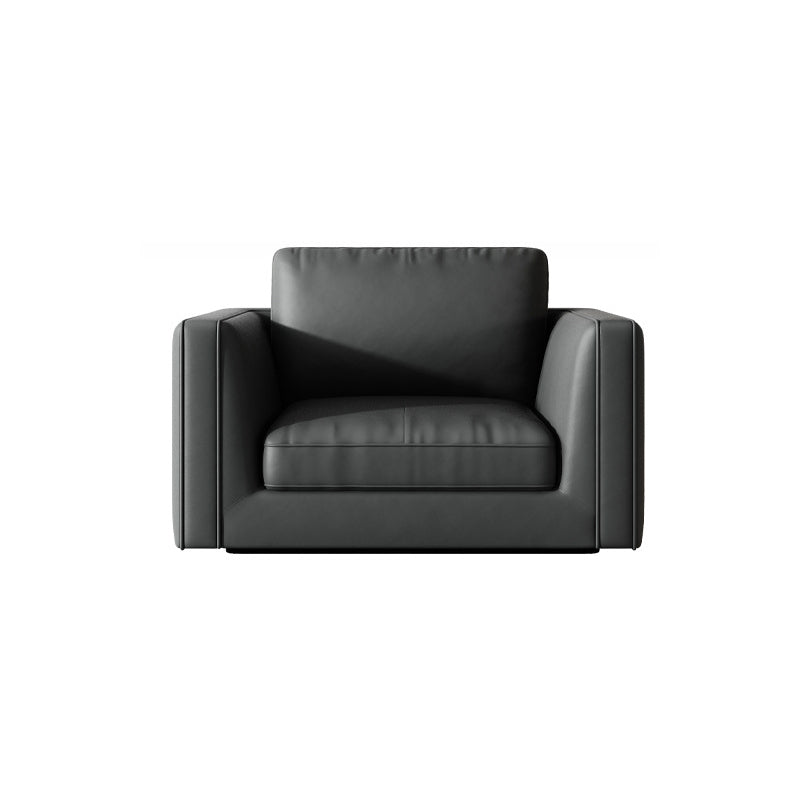Contemporary Square Arm Couch Black Stain-Resistant Standard Sofa 37"L x 33"W x 32"H Faux Leather Clearhalo 'furn' 'furn_sofas' 'Furniture' 'furniture_sofas' 'Living Room Furniture' 'Sofa' 'sofas' 4933905
