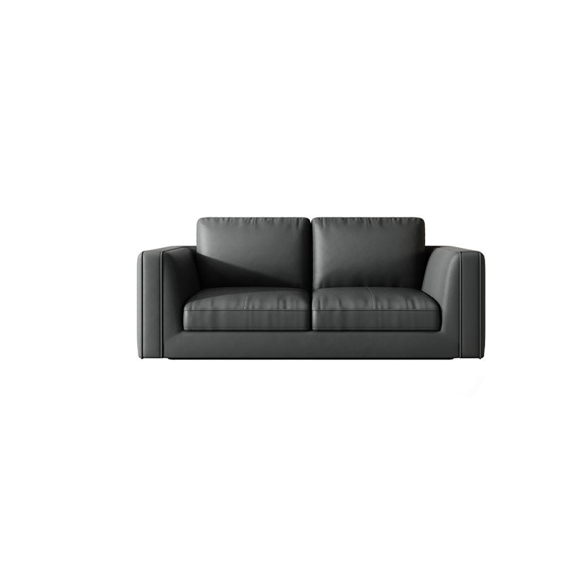 Contemporary Square Arm Couch Black Stain-Resistant Standard Sofa 61"L x 33"W x 32"H Clearhalo 'furn' 'furn_sofas' 'Furniture' 'furniture_sofas' 'Living Room Furniture' 'Sofa' 'sofas' 4933906