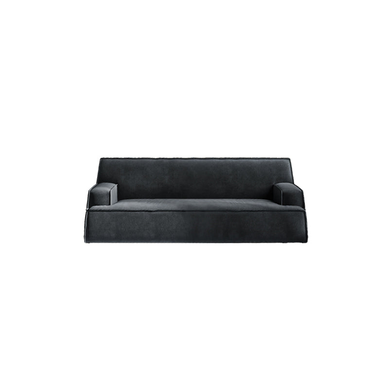 Living Room Square Arm Standard Sofa Dark Gray Cushion Back Couch 71"L x 87"W x 27.5"H Clearhalo 'furn' 'furn_sofas' 'Furniture' 'furniture_sofas' 'Living Room Furniture' 'Sofa' 'sofas' 4933917