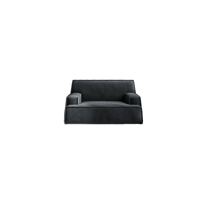 Living Room Square Arm Standard Sofa Dark Gray Cushion Back Couch 47"L x 42"W x 27.5"H Clearhalo 'furn' 'furn_sofas' 'Furniture' 'furniture_sofas' 'Living Room Furniture' 'Sofa' 'sofas' 4933919
