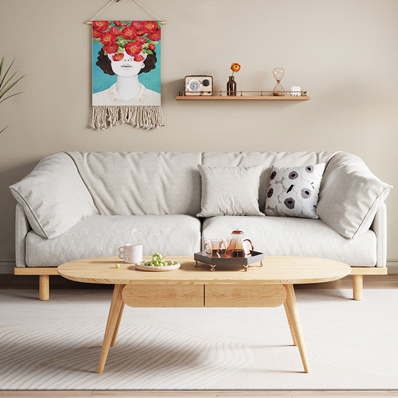 Living Room Cotton Couch Pillow Top Arm Sofa with Solid Wood Legs 63"L x 35"W x 30"H Grey Clearhalo 'furn' 'furn_sofas' 'Furniture' 'furniture_sofas' 'Living Room Furniture' 'Sofa' 'sofas' 4933929