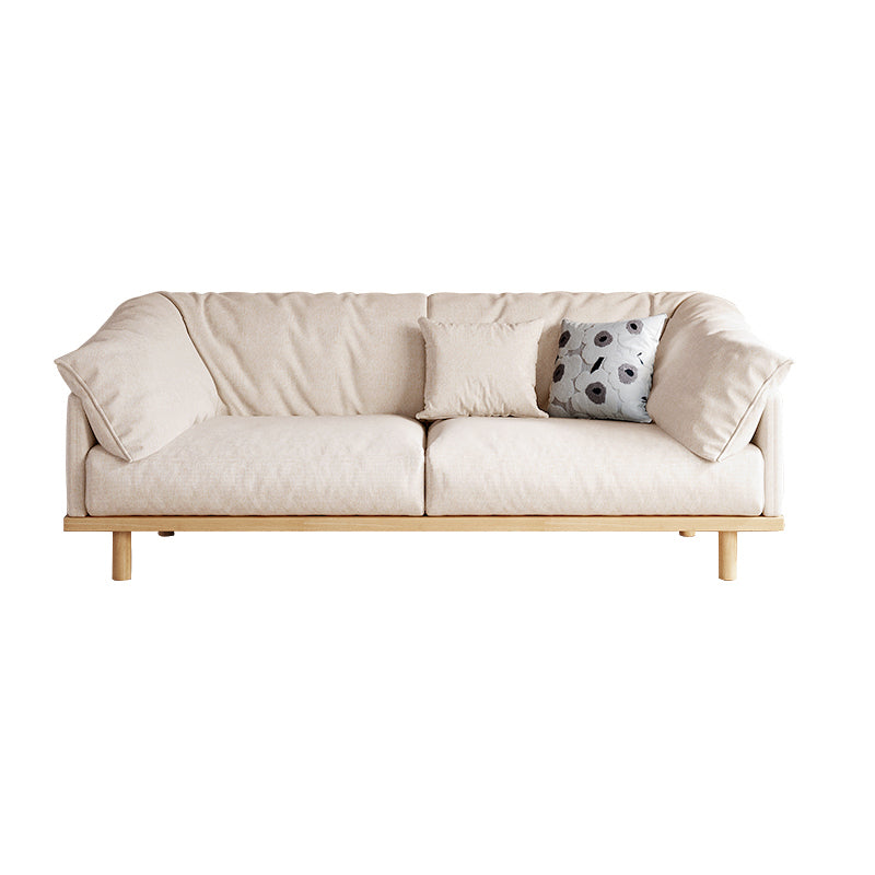 Living Room Cotton Couch Pillow Top Arm Sofa with Solid Wood Legs White Clearhalo 'furn' 'furn_sofas' 'Furniture' 'furniture_sofas' 'Living Room Furniture' 'Sofa' 'sofas' 4933934