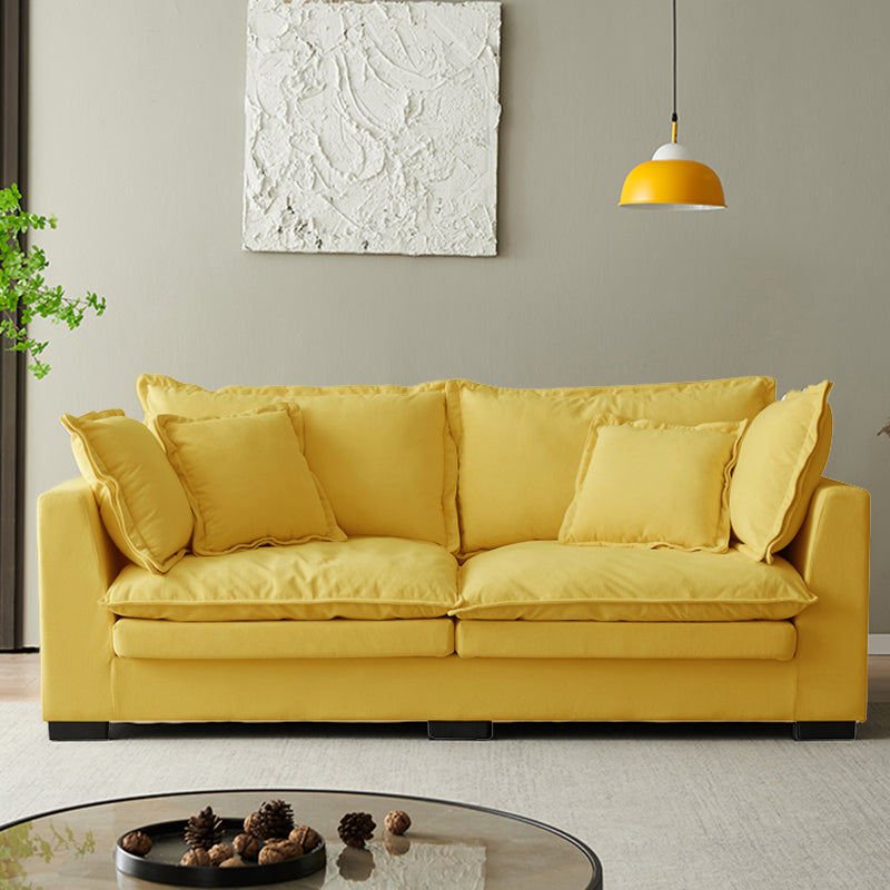 Nordic Cotton 2-seater Standard Sofa Square Arm Loveseat for Apartment Yellow Down Clearhalo 'furn' 'furn_sofas' 'Furniture' 'furniture_sofas' 'Living Room Furniture' 'Sofa' 'sofas' 4933951