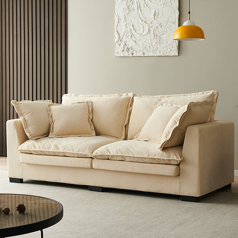 Nordic Cotton 2-seater Standard Sofa Square Arm Loveseat for Apartment Off-White Down Clearhalo 'furn' 'furn_sofas' 'Furniture' 'furniture_sofas' 'Living Room Furniture' 'Sofa' 'sofas' 4933952