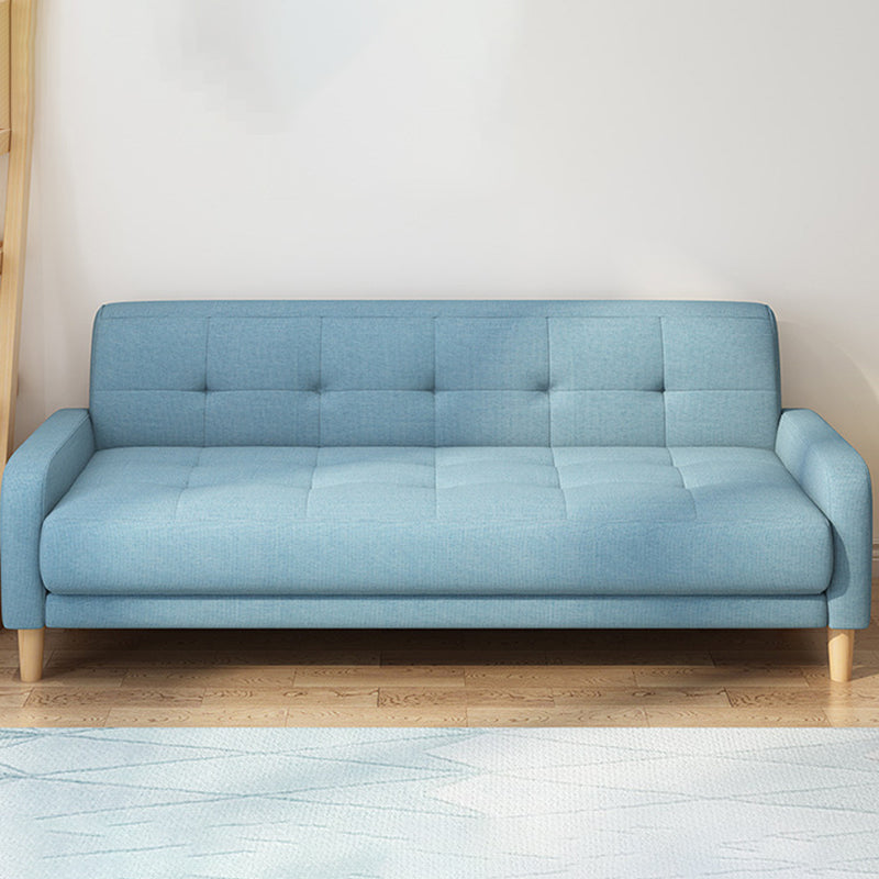 Contemporary Tufted Back Standard Sofa Square Arm Couch with Wooden Legs Light Blue Clearhalo 'furn' 'furn_sofas' 'Furniture' 'furniture_sofas' 'Living Room Furniture' 'Sofa' 'sofas' 4933977