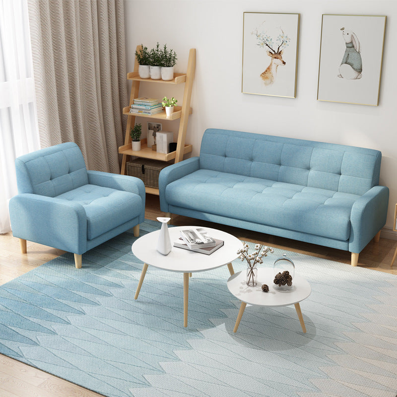 Contemporary Tufted Back Standard Sofa Square Arm Couch with Wooden Legs Clearhalo 'furn' 'furn_sofas' 'Furniture' 'furniture_sofas' 'Living Room Furniture' 'Sofa' 'sofas' 4933979