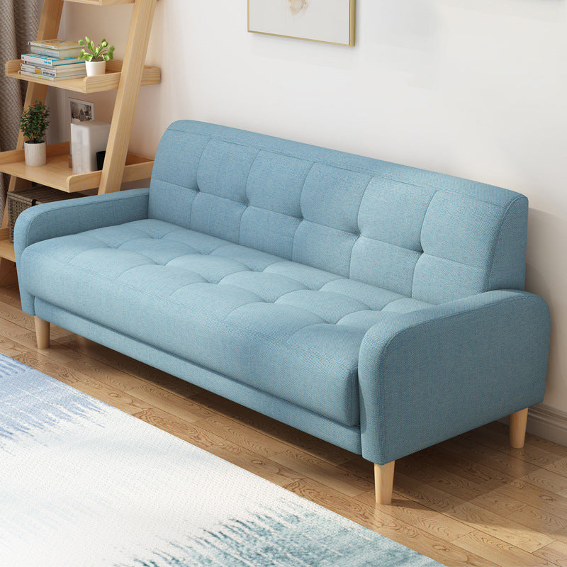 Contemporary Tufted Back Standard Sofa Square Arm Couch with Wooden Legs Clearhalo 'furn' 'furn_sofas' 'Furniture' 'furniture_sofas' 'Living Room Furniture' 'Sofa' 'sofas' 4933985