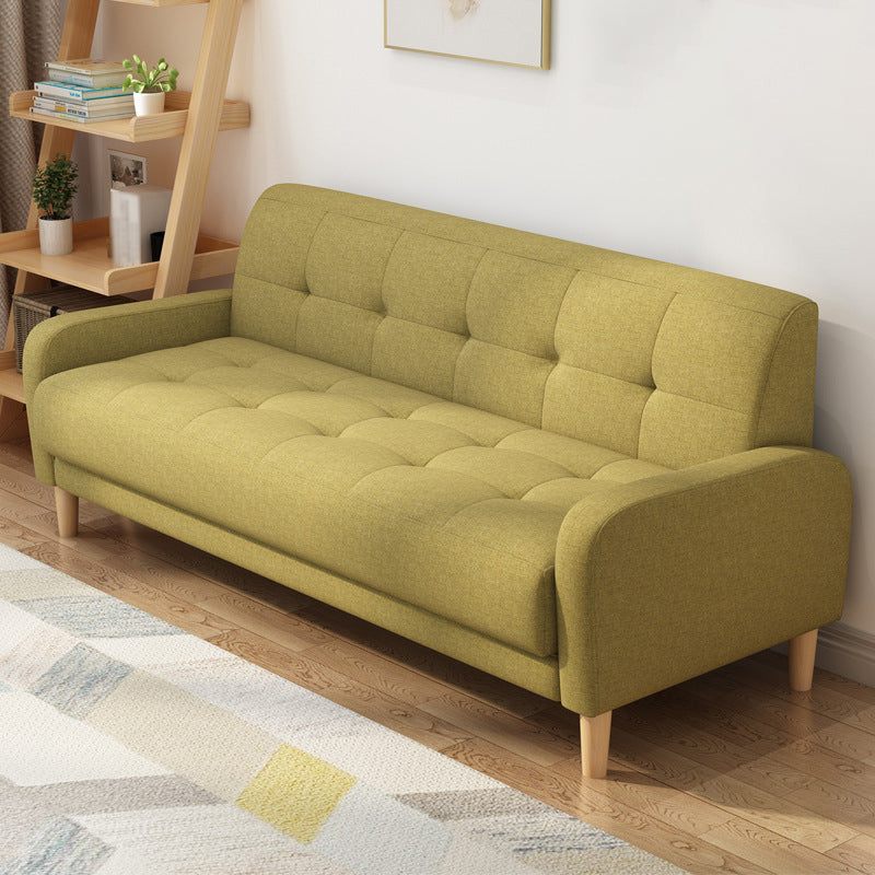 Contemporary Tufted Back Standard Sofa Square Arm Couch with Wooden Legs Green Clearhalo 'furn' 'furn_sofas' 'Furniture' 'furniture_sofas' 'Living Room Furniture' 'Sofa' 'sofas' 4933987