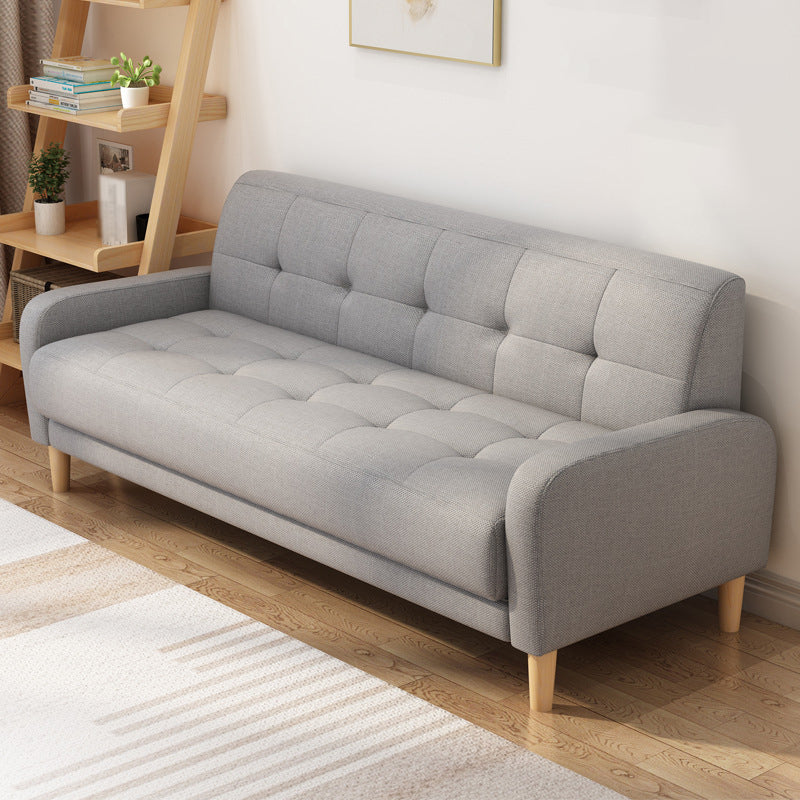 Contemporary Tufted Back Standard Sofa Square Arm Couch with Wooden Legs Light Gray Clearhalo 'furn' 'furn_sofas' 'Furniture' 'furniture_sofas' 'Living Room Furniture' 'Sofa' 'sofas' 4933991